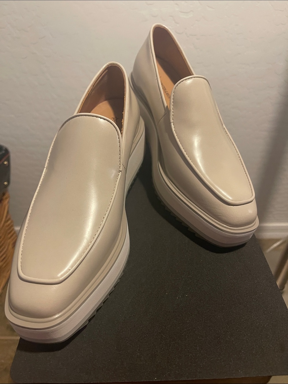 Johnston & Murphy Women's Cream Platform Slip-On Loafers